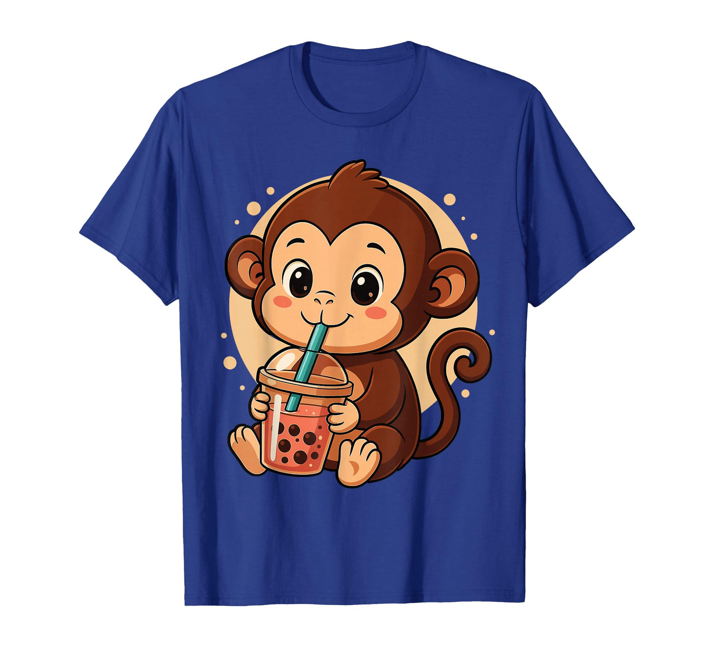 Cute Monkey Kawaii Anime Drinking Bubble Tea Girl Kids T-Shirt