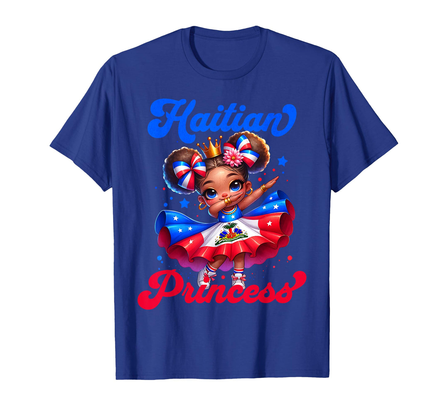 Dabbing Melanin Haitian Princess Haiti Flag Black Girls T-Shirt