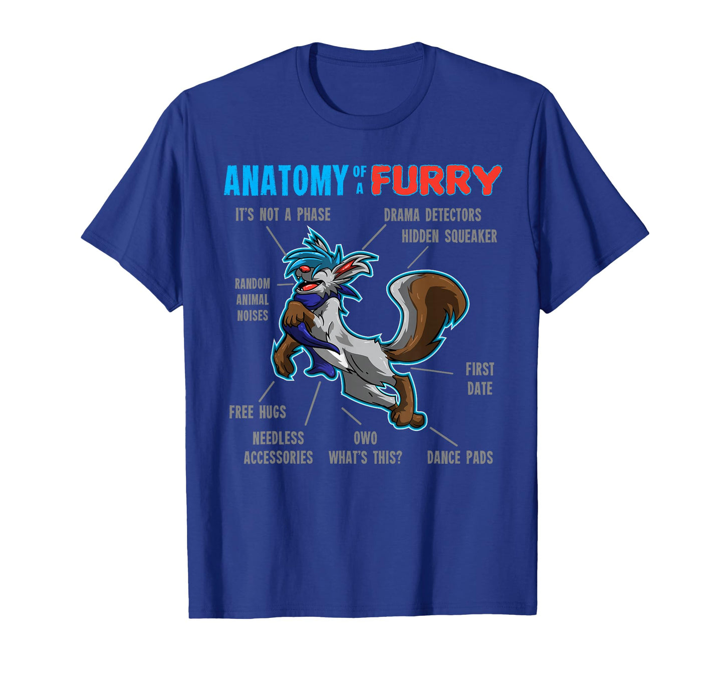 Furry shirt - Anatomy of a Furry - cartoon wolf shirt T-Shirt