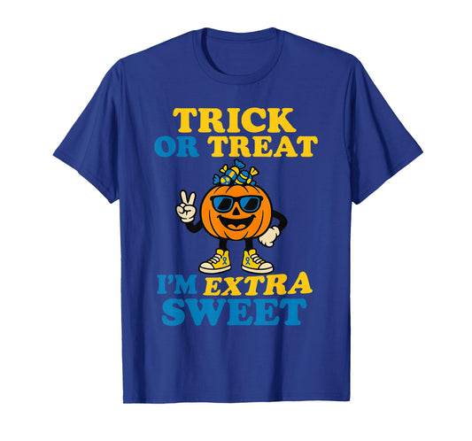 Down Syndrome Halloween Trick Or Treat Pumpkin Candy Cute T-Shirt