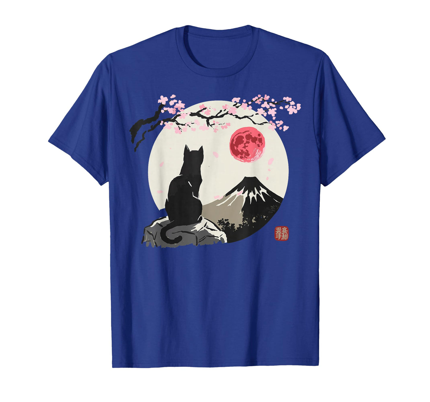 Cat Moon Cherry Blossom T-Shirt