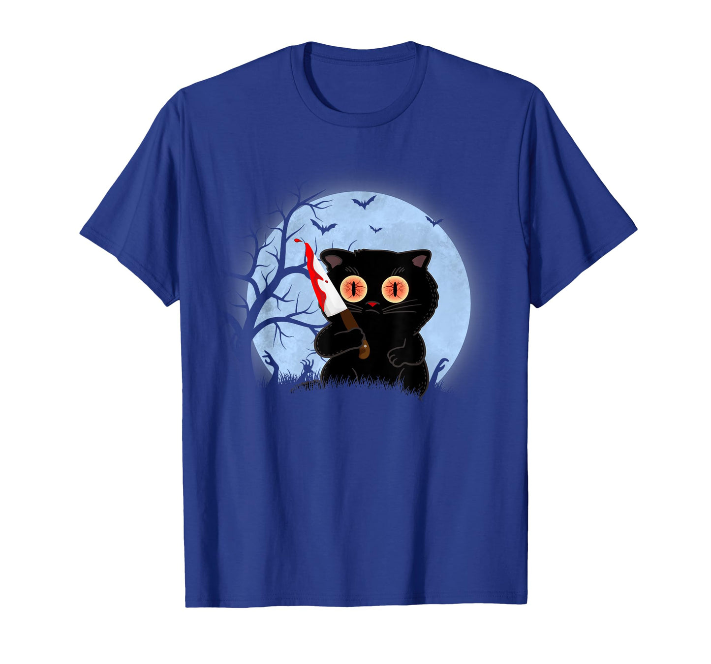 Funny scary black horror cat screaming what halloween bloody T-Shirt for Men Women