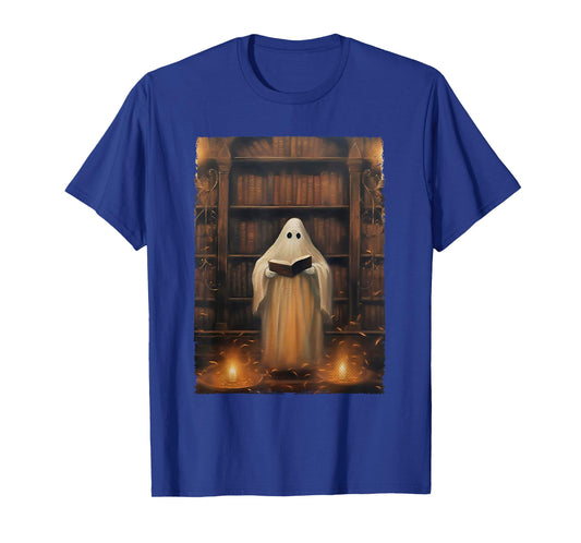 Ghost Library Halloween Book Reading Books Lover Teacher T-Shirt