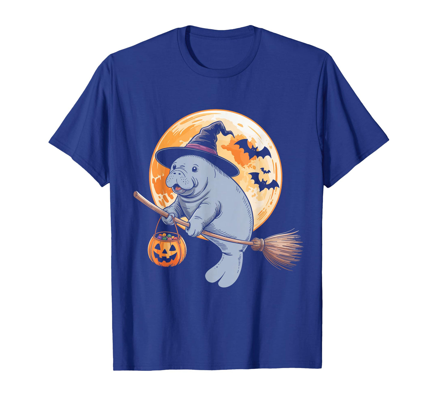 Manatee Witch Hat Pumpkin Halloween Costume Men Women Kids T-Shirt