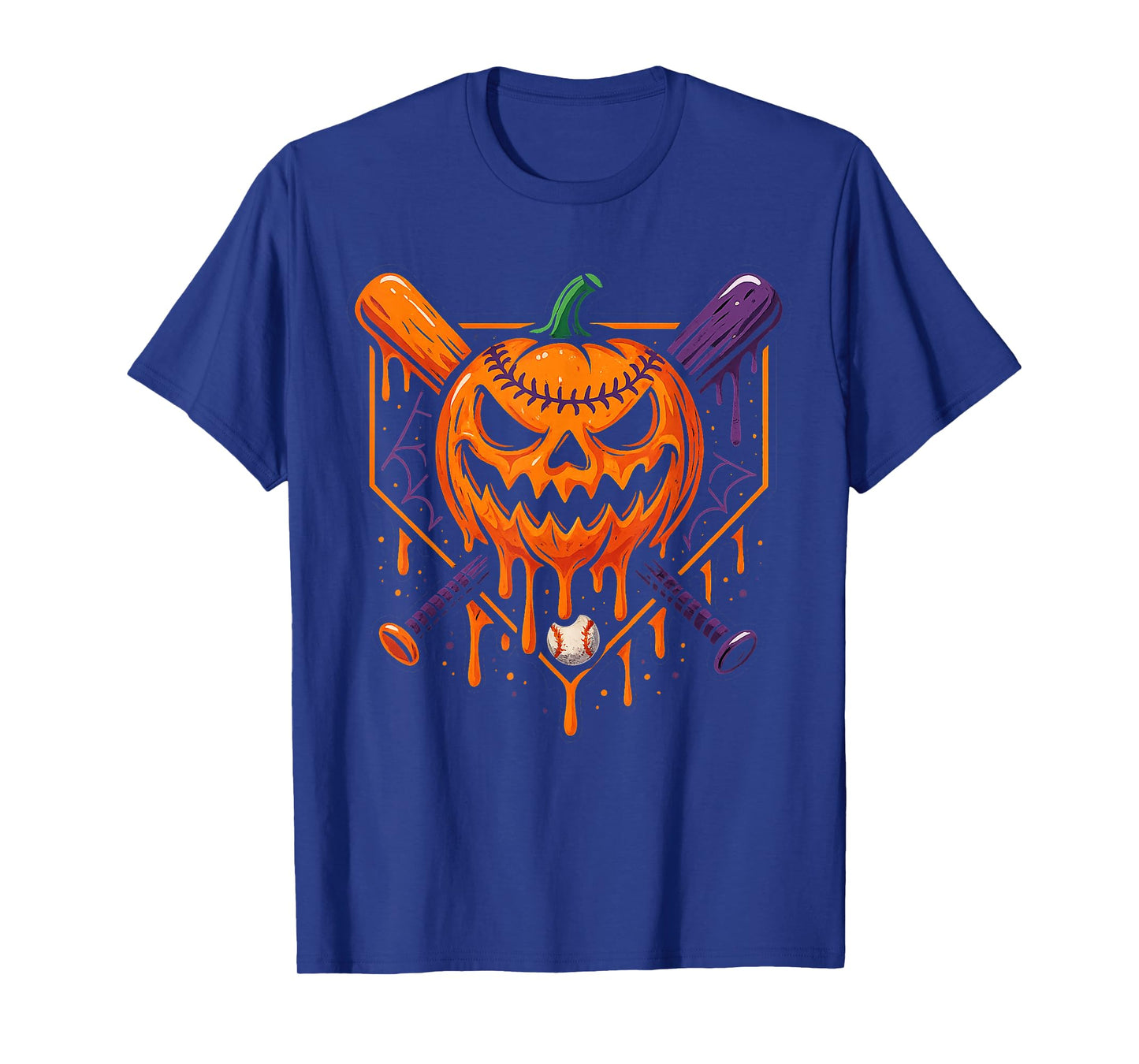 Pumpkin Halloween Baseball Ice Cream Drip Spooky Boys Youth T-Shirt