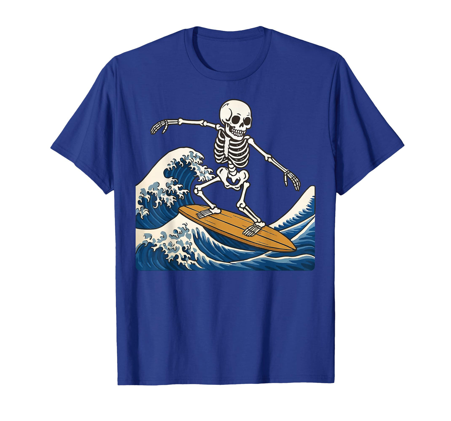 Skeleton Surfing Japanese Wave T-Shirt