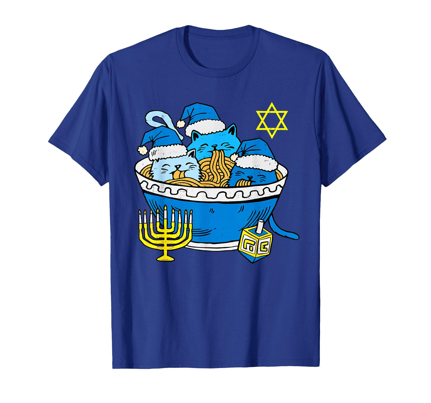 Hanukkah Cat Ramen Anime Kitten Meow Jewish Menorah Chanukah T-Shirt
