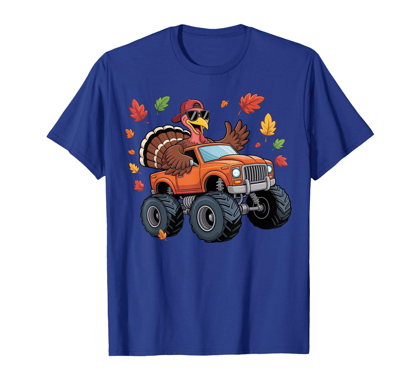 Thanksgiving Turkey Riding Monster Truck Boys Kids Youth T-Shirt