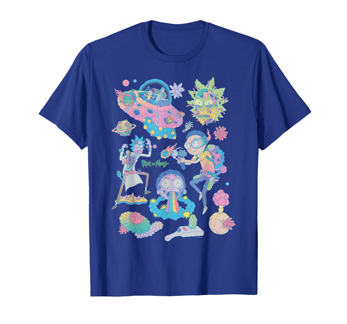 Rick and Morty Space Cruiser Pastel Alien Cartoon Fashion T-Shirt
