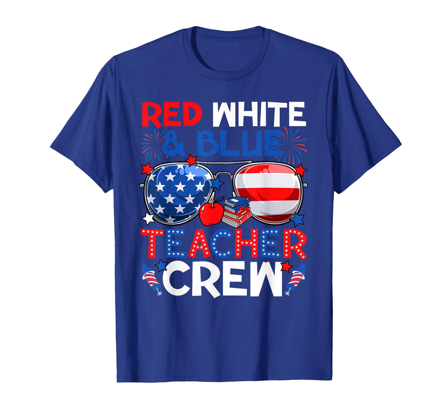 4th of July Red White & Teacher Crew American Flag T-Shirt
