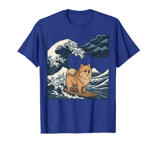 Pomeranian: Surfing Japanese Wave T-Shirt