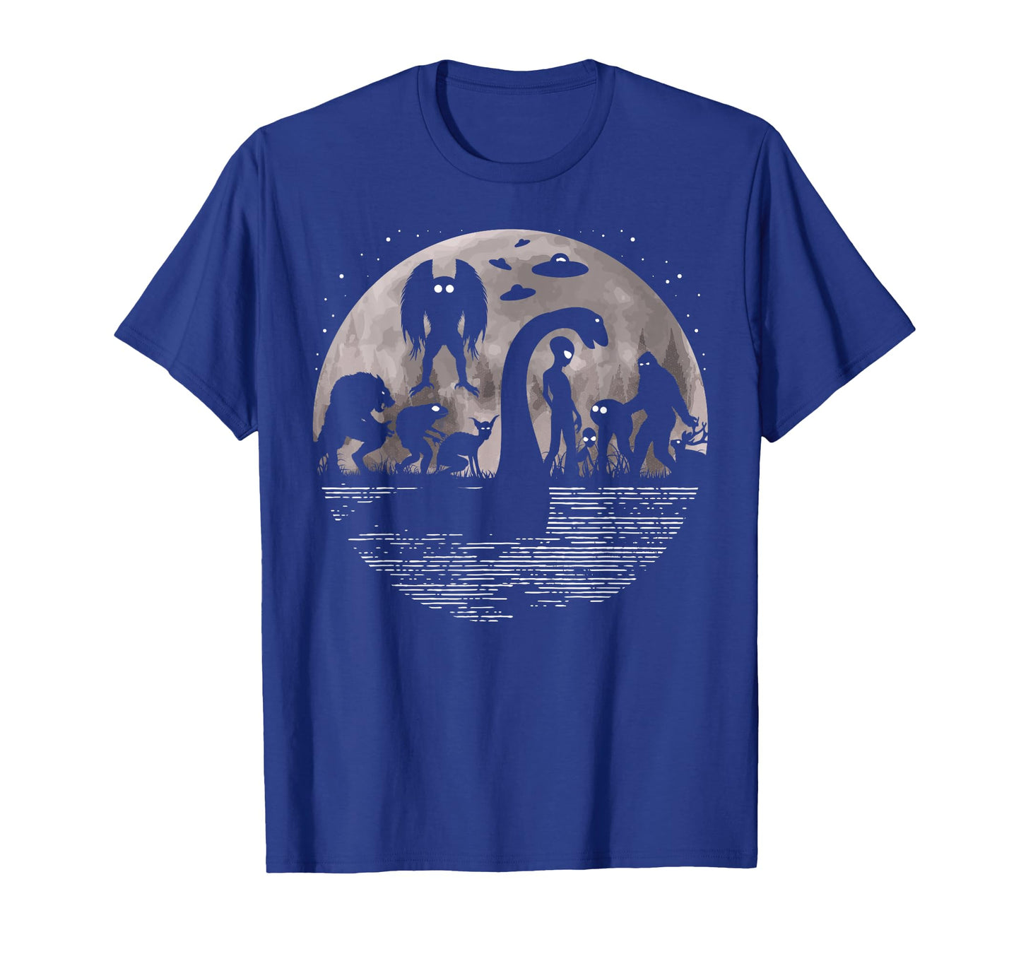 Bigfoot Loch Ness Monster Mothman and Aliens! Funny Cryptid T-Shirt Small
