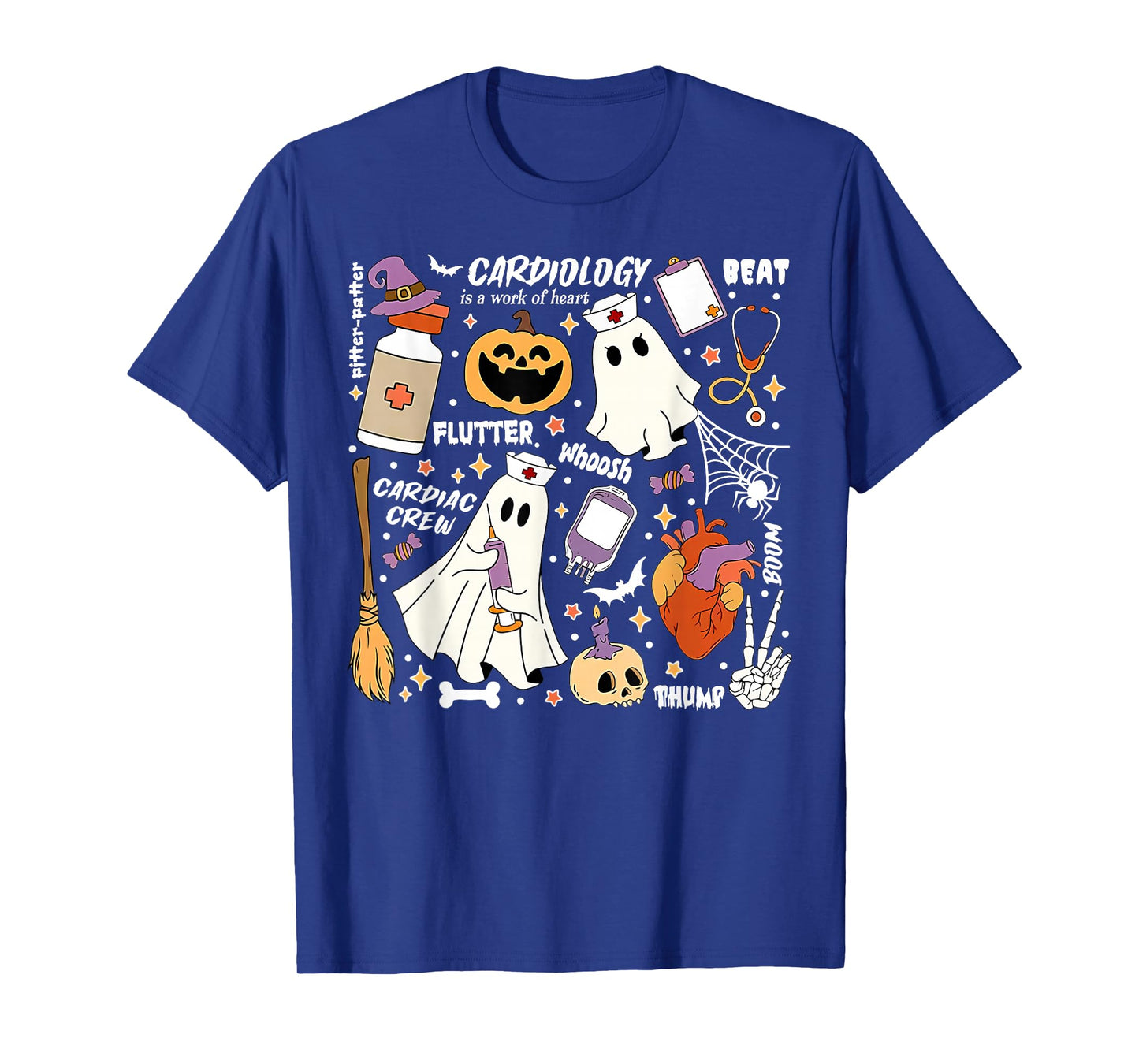 Cardiology Ghost Halloween Pumpkin CVICU Cardiac Nurse T-Shirt