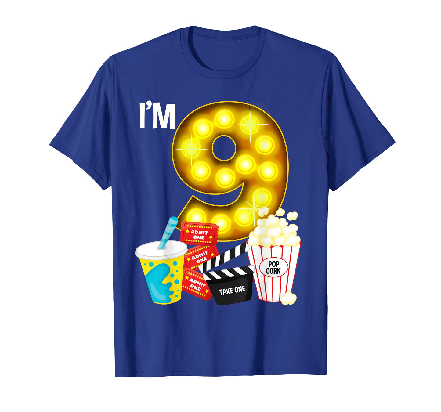 Movie Night Party 9th Birthday Movie Theme Kids Birthday T-Shirt