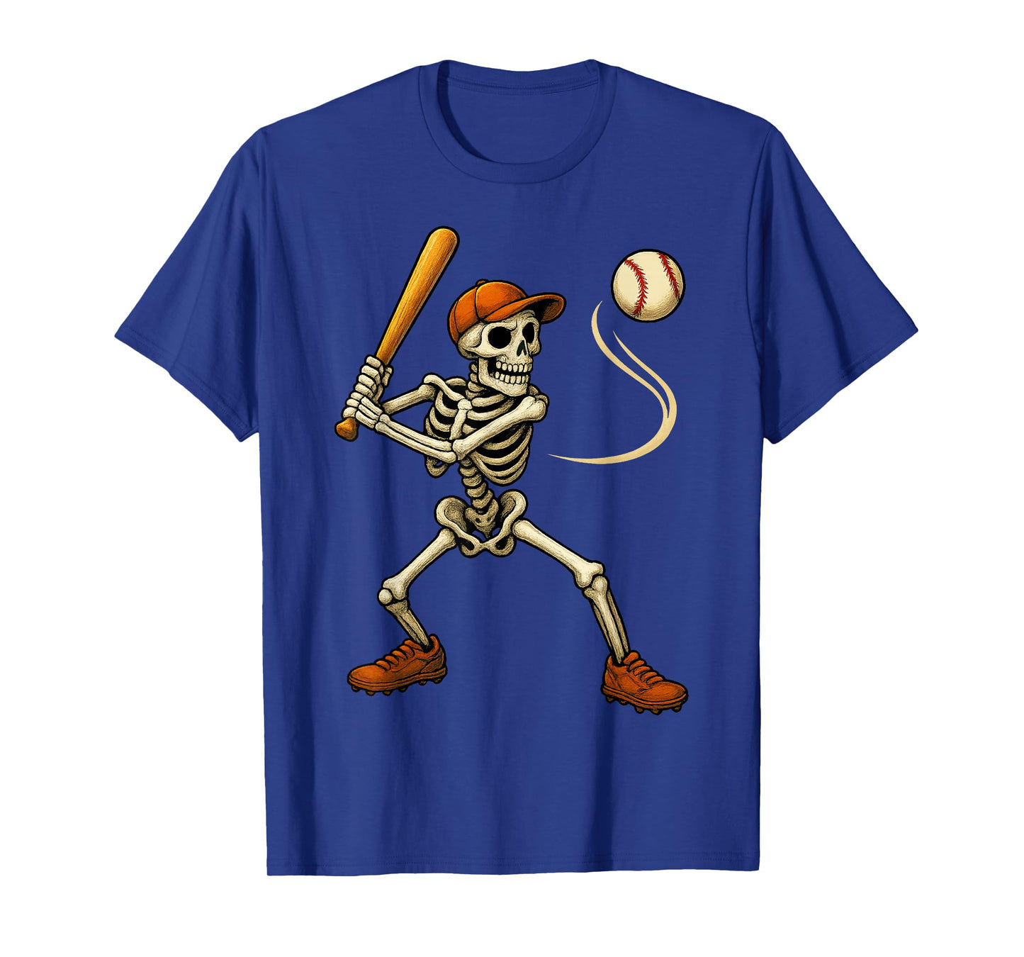 Funny Skeleton Baseball Batting Halloween Costume Men Boys T-Shirt