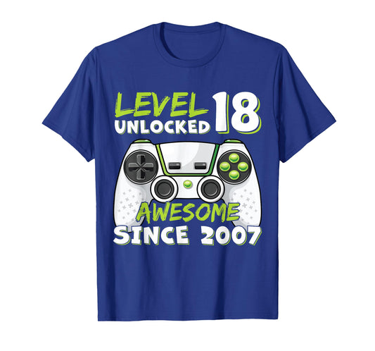 18 Year Old BDay Decorations Men Boy 18yr 2007 18th Birthday T-Shirt