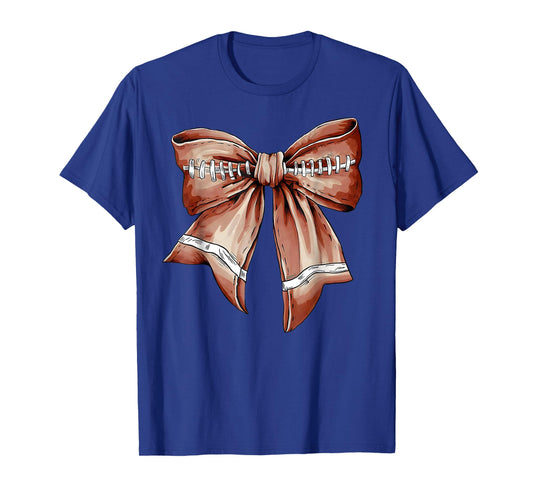 Coquette Bow Pumpkin Football Mom Girls Thanksgiving Autumn T-Shirt