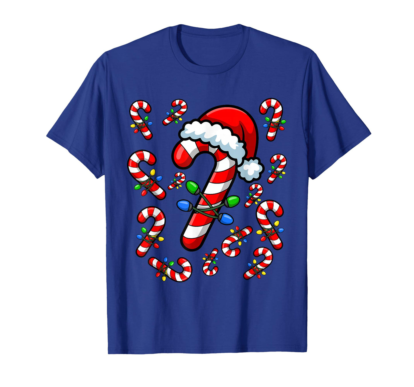 Red and White Candy Cane Santa Christmas Xmas Lights T-Shirt