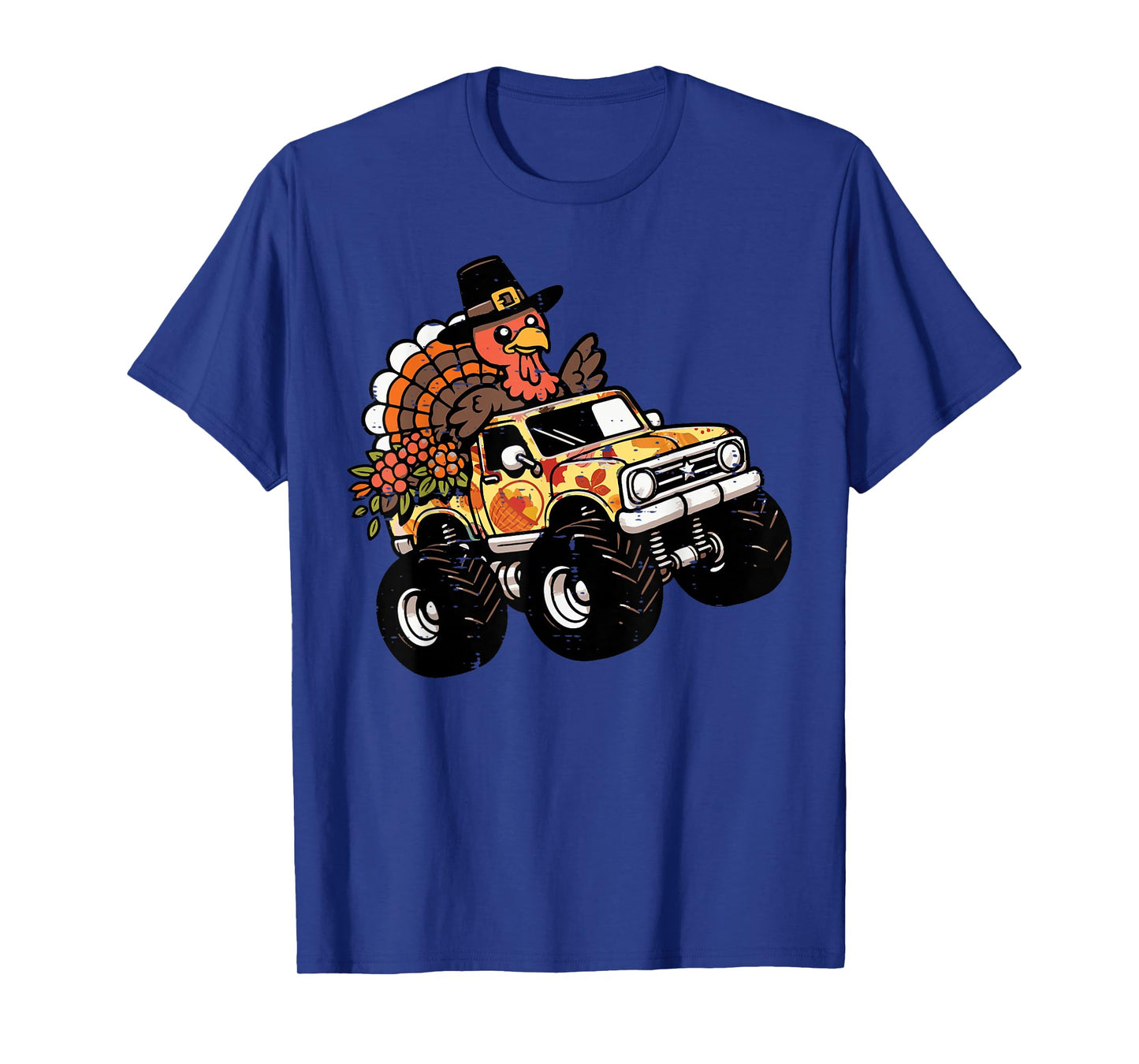 Thanksgiving Turkey Monster Truck Fall Toddler Boys Kids T-Shirt