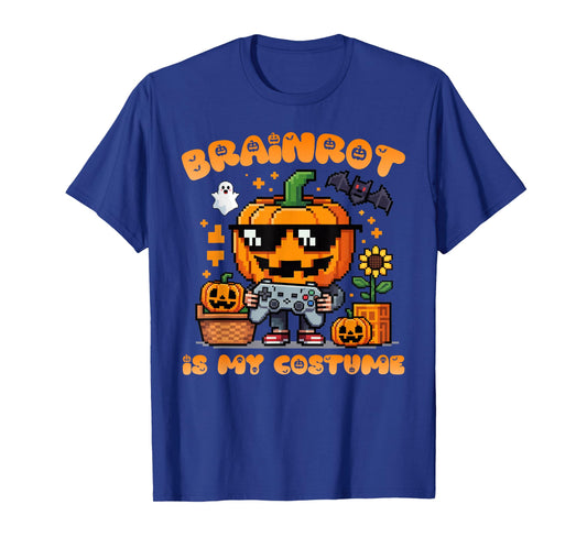 Brain Rot Halloween Shirt Kid Pumpkin Brainrot Gamer Costume T-Shirt