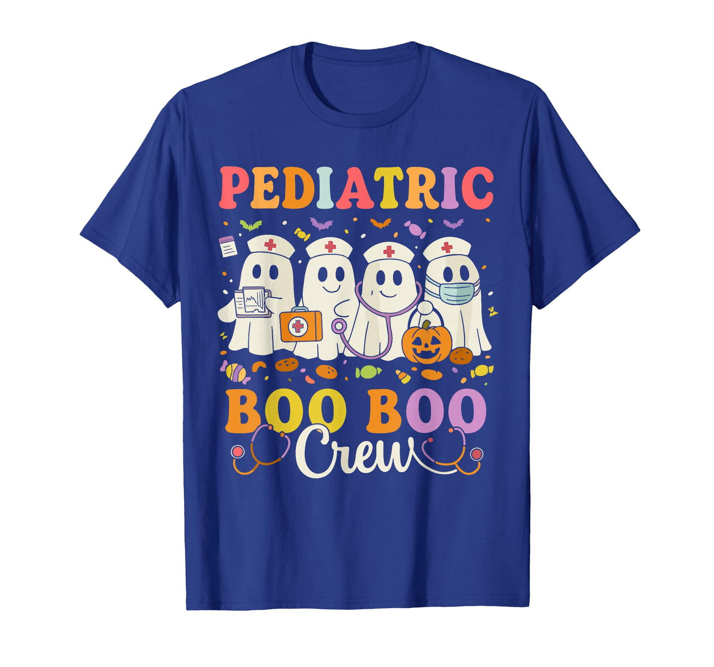 Boo Boo Crew Pediatric Women, Halloween Ghost Nurse Medical T-Shirt