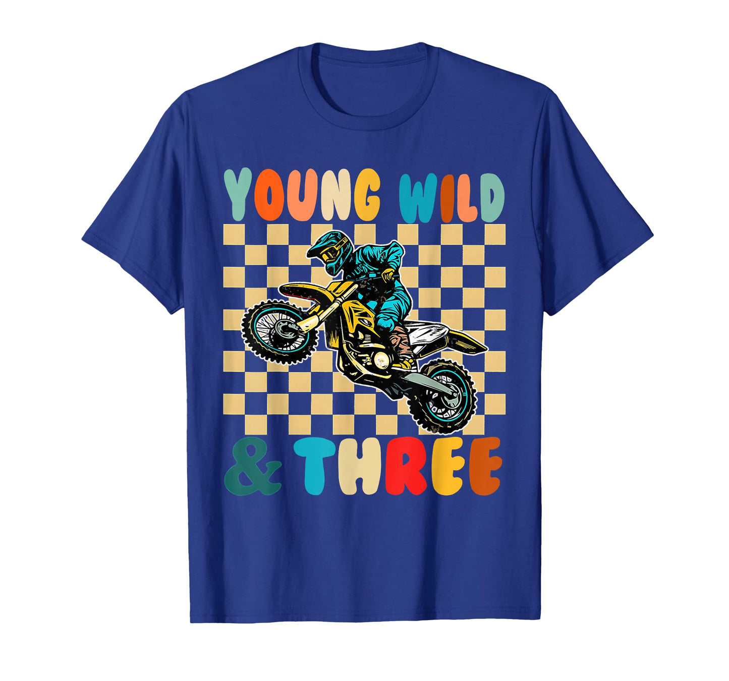 Kids 3rd Birthday Monster Motorcycle Young Wild and Three T-Shirt