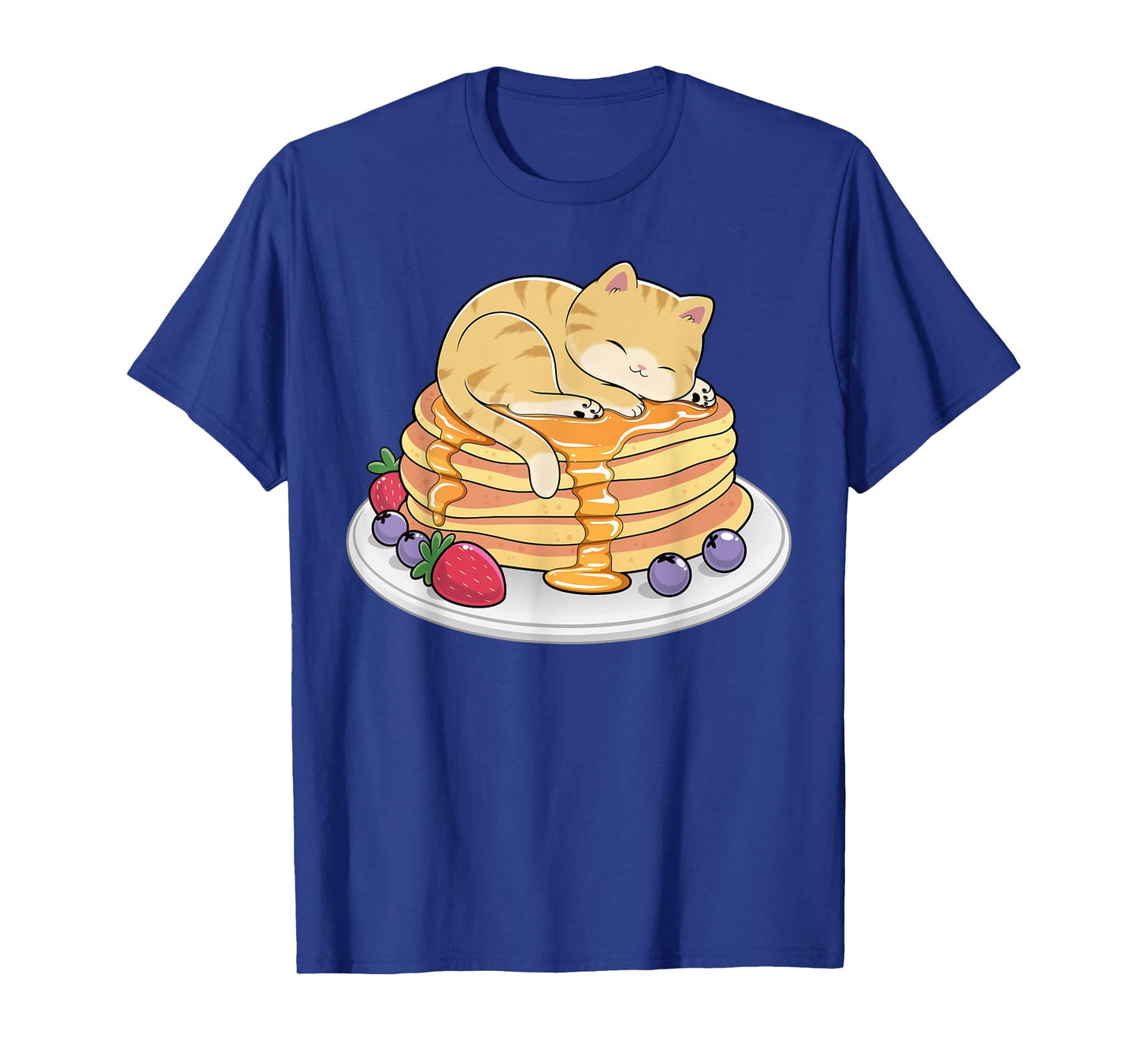 Cat Pancakes Kawaii Anime Cat Nap Funny Breakfast Kitten T-Shirt