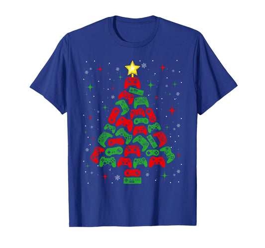 Merry Christmas Gaming Controllers Xmas Tree Gamers Boys Men T-Shirt