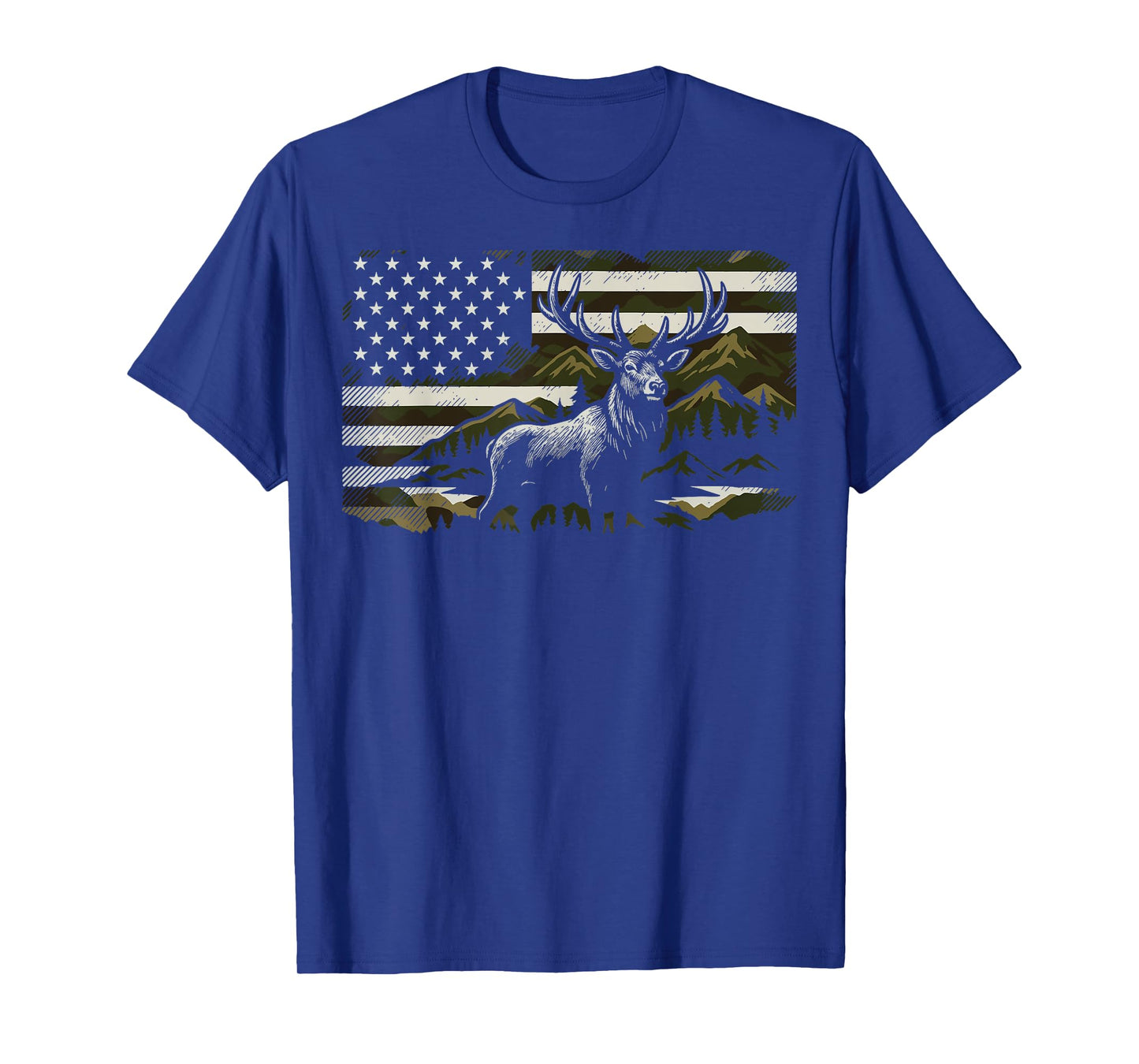 Hunting USA Flag Deer 4th Of July Hunter T-Shirt