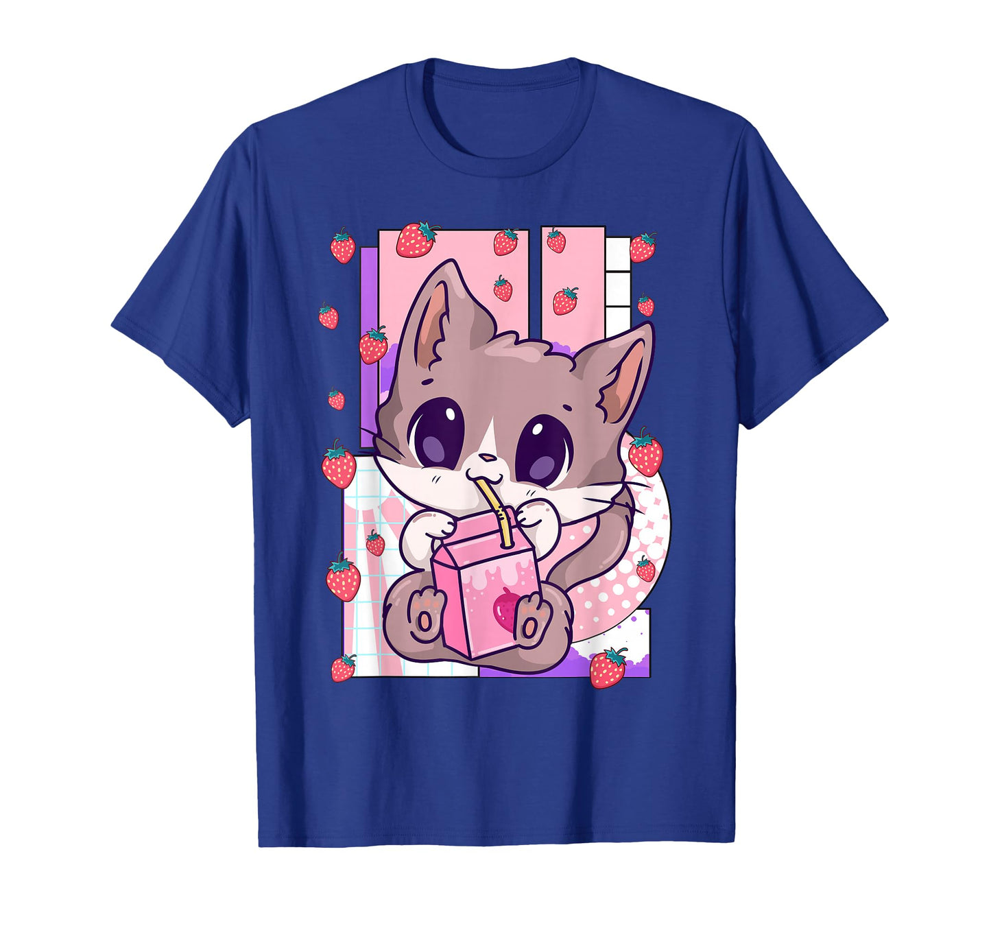 Cute Kawaii Cat Strawberry Milk Anime Neko Shake T-Shirt
