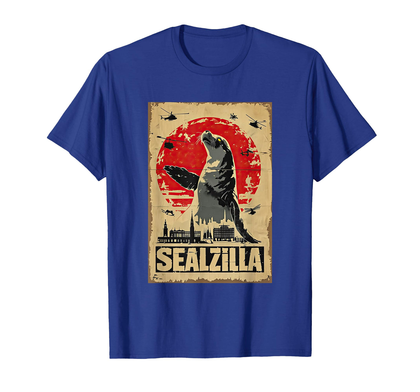 Sealzilla Vintage Monster Berlin Skyline Japanese Art Seal T-Shirt