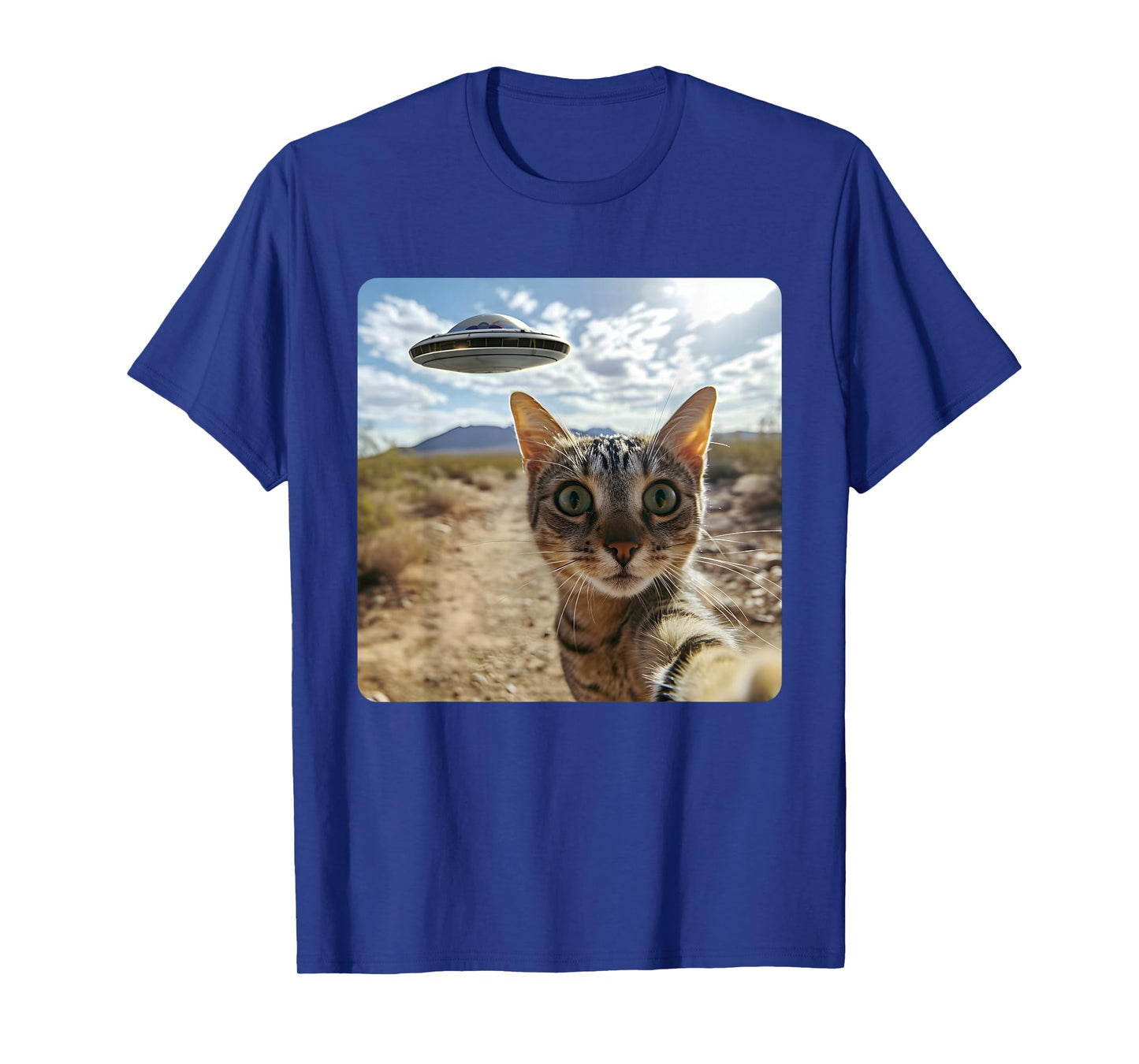 Extraterrestrial Encounter: Cat Selfie with Alien UFO T-Shirt