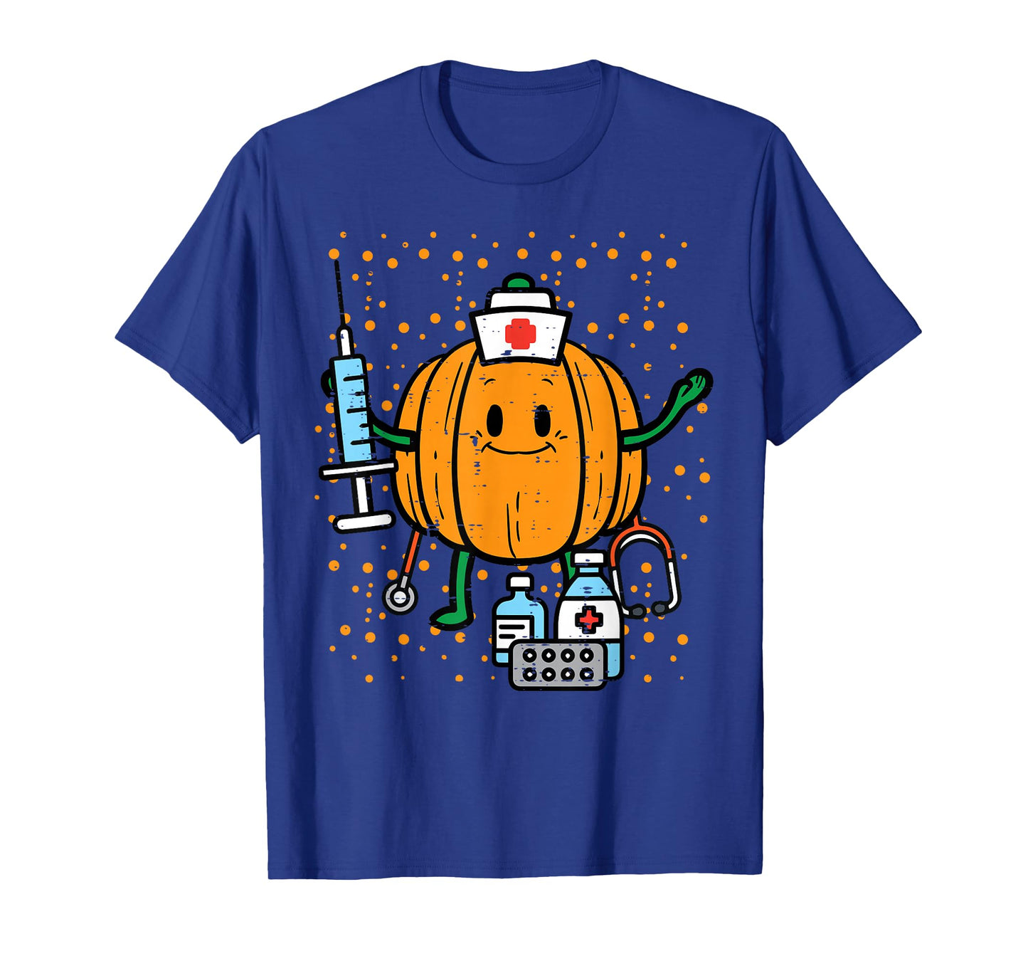 Halloween Nurse Pumpkin Nursing Scrub Top Costume Women Men T-Shirt