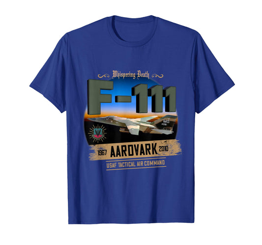 TSH Designs F-111 Aardvark Unisex Adult Black Cotton 100% Short Sleeve Classic Fit T-Shirt