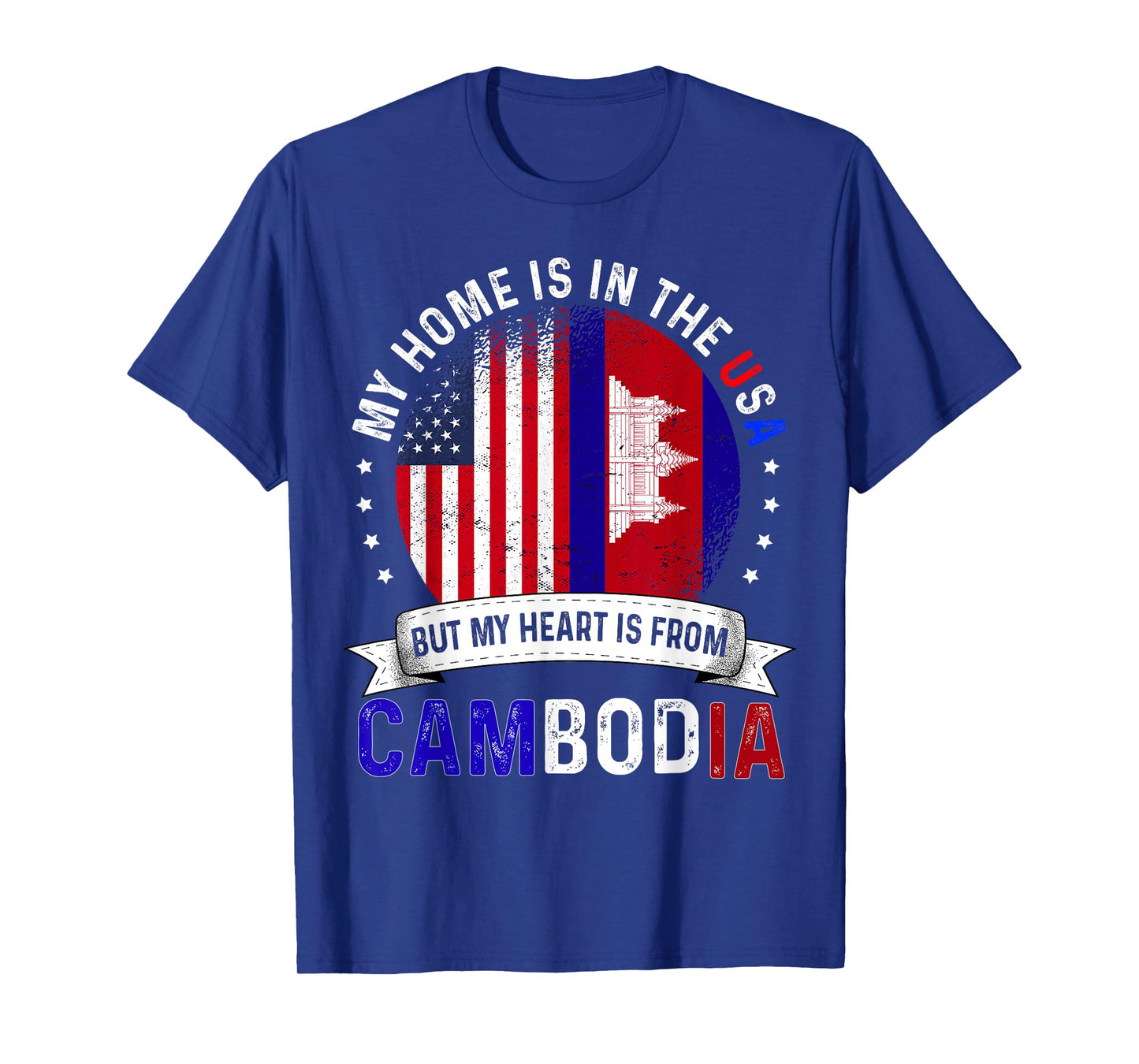 Cambodian American Patriot Heart is from Cambodia Flag T-Shirt