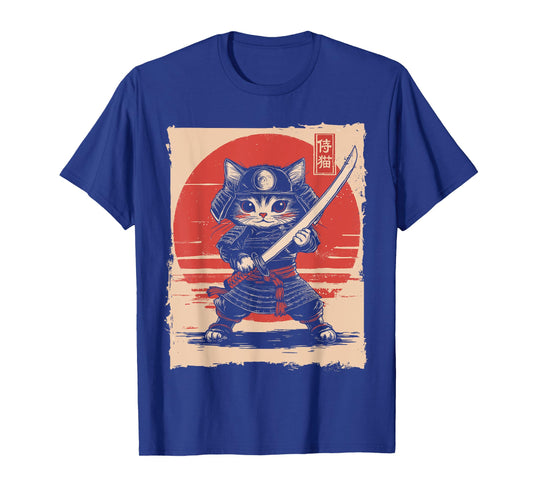 Japanese Samurai Cat Kawaii Ninja Cat T-Shirt