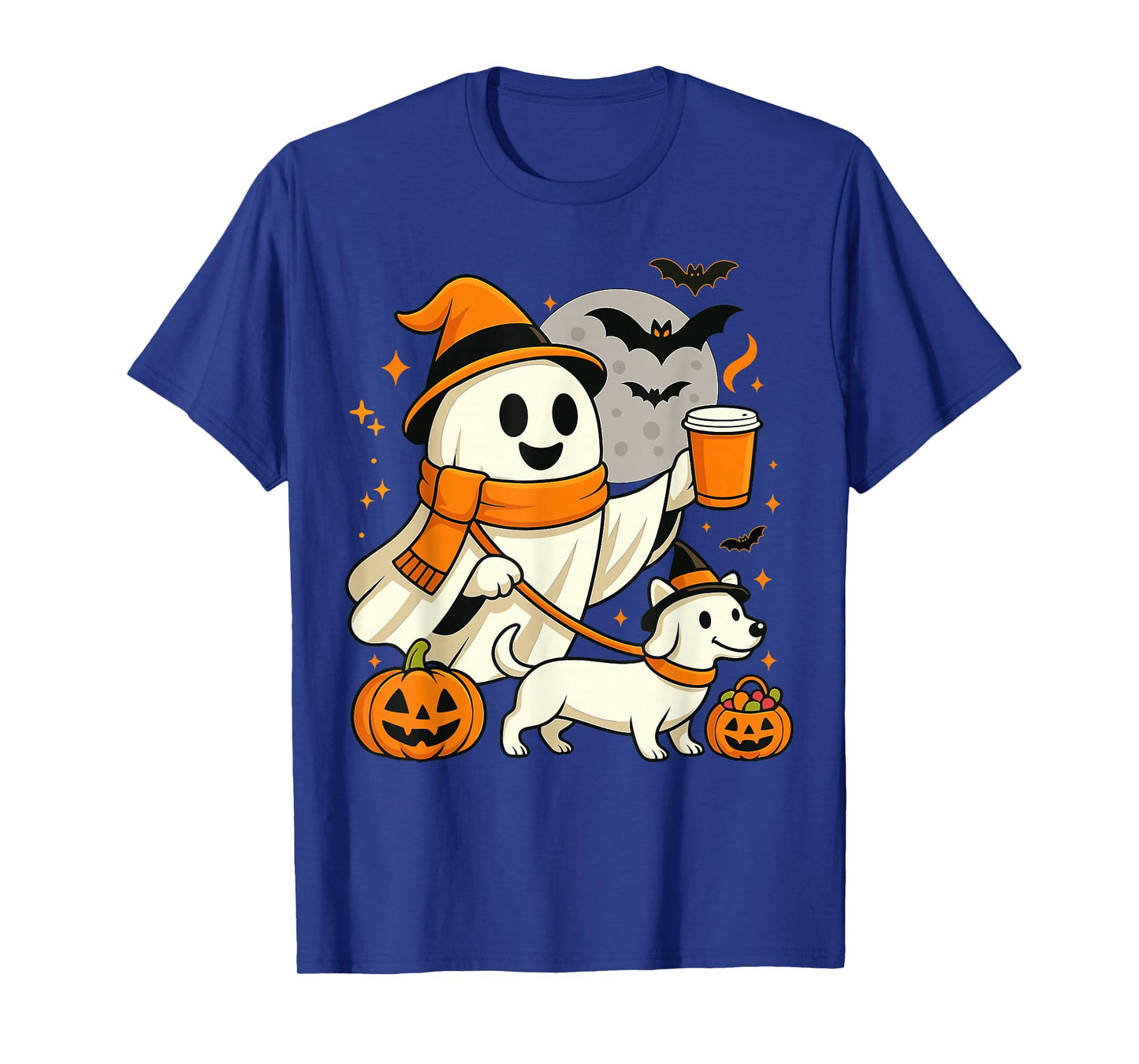 Ghost Walking Dachshund Spooky Season Halloween Dog T-Shirt