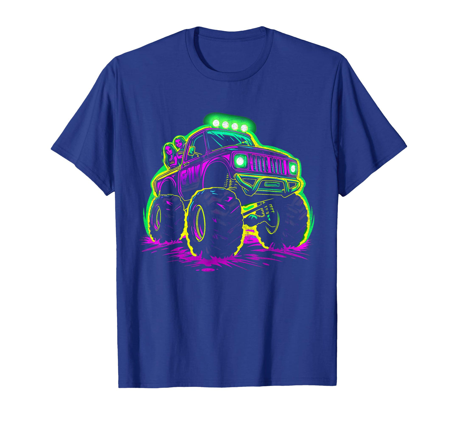 Cool Glowing Monster Truck Vintage Kids Fun Adventure T-Shirt