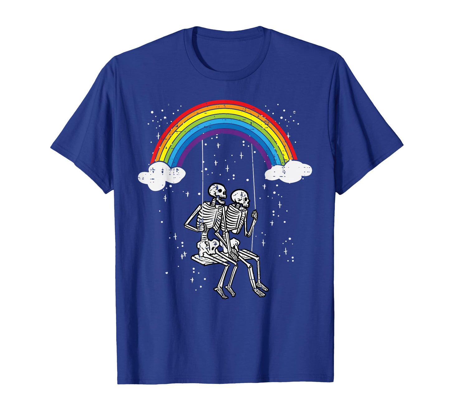 Halloween Skeletons Couple Rainbow Swing Costume Women Men T-Shirt