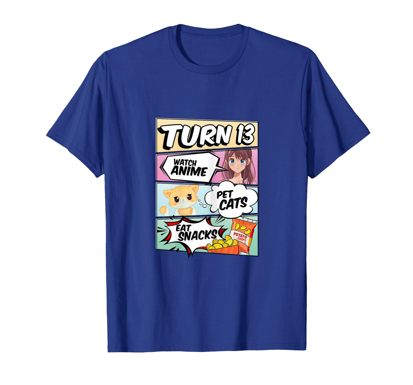 13th Birthday Anime Girl turns 13 pet cats watch anime T-Shirt