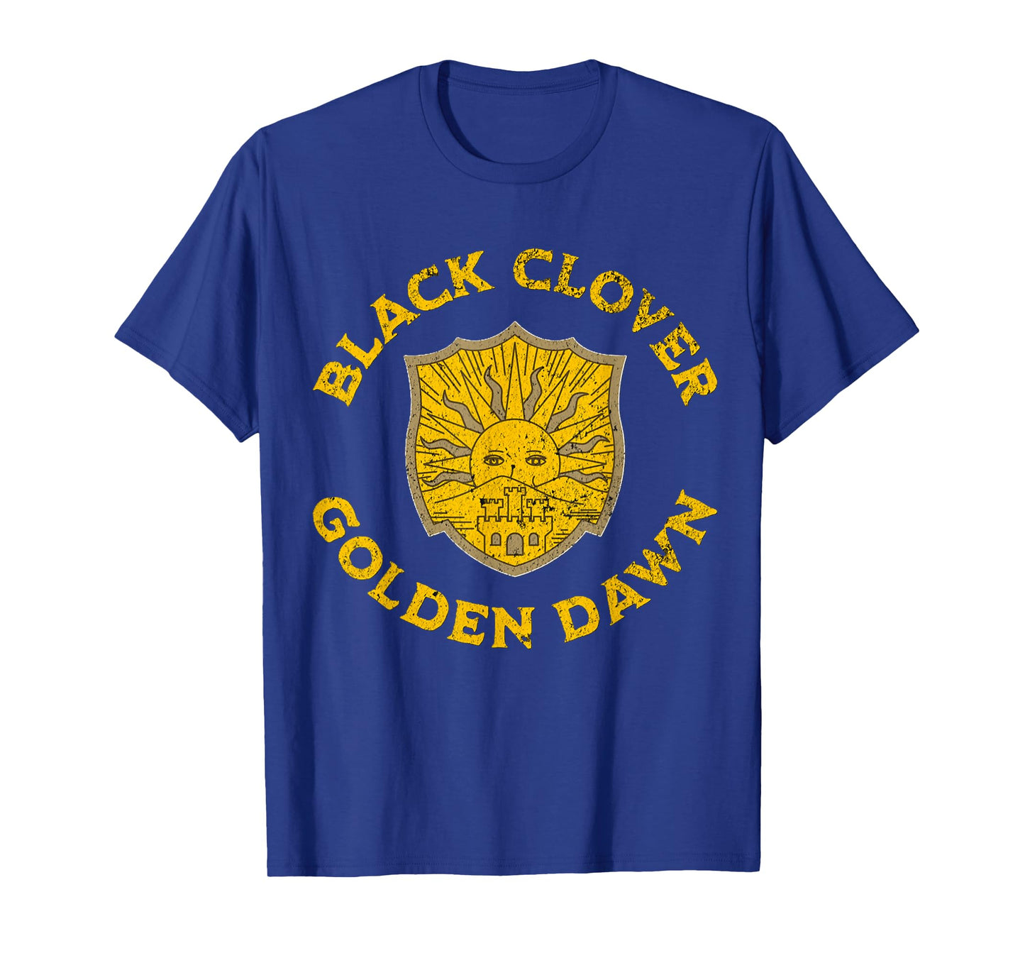 Distressed Black Anime Clover Sun Dawn T-Shirt