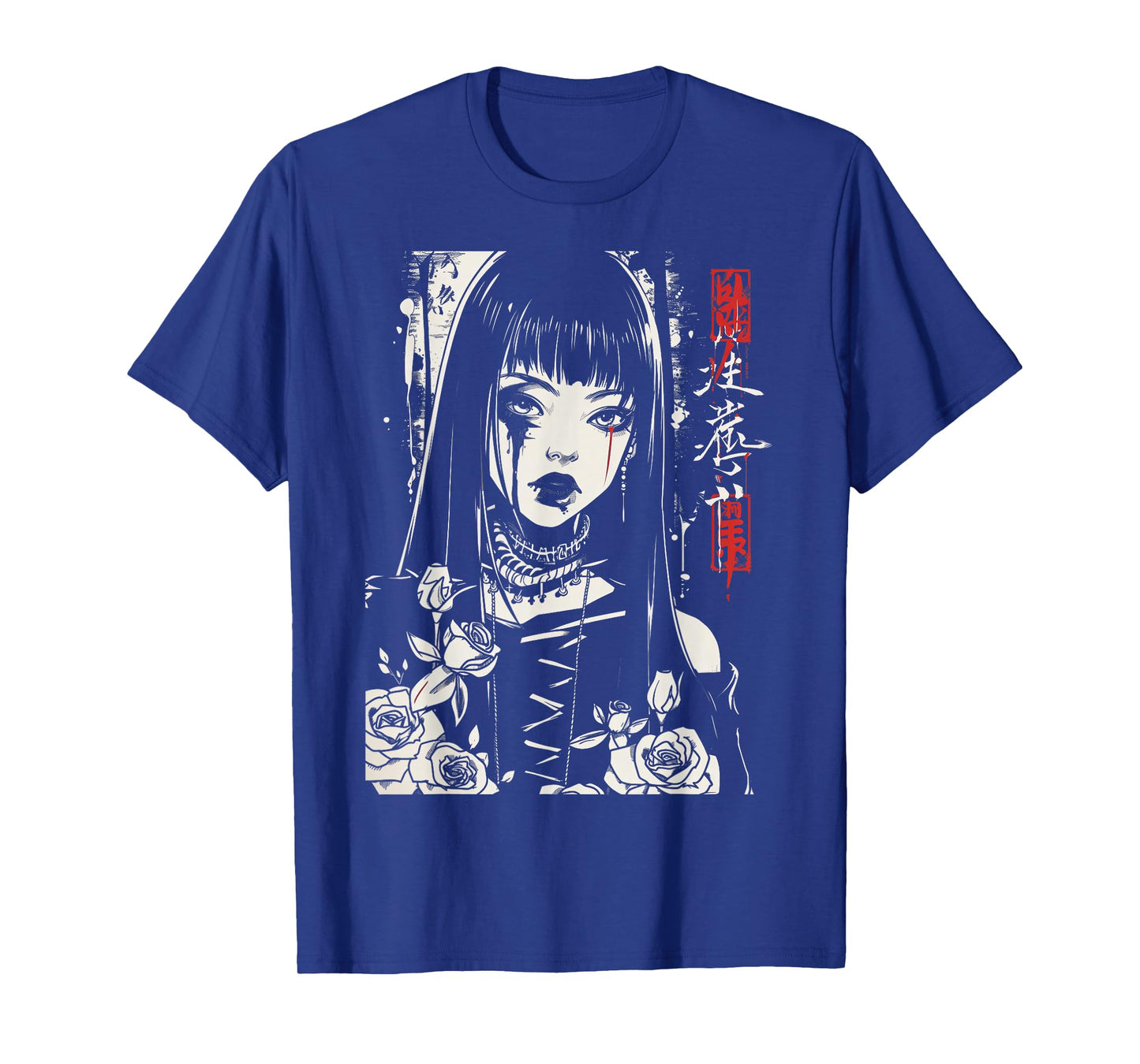 Anime Japanese Goth Cyberpunk City Gothic Aesthetic Roses T-Shirt
