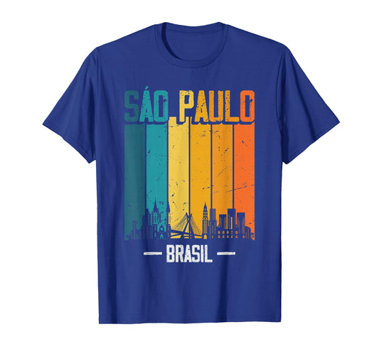 Sao Paulo Brasil Retro Vintage Sunset Skyline Sao Paulo T-Shirt