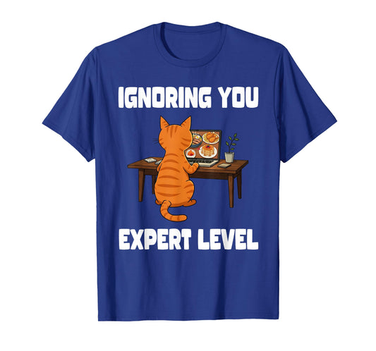Funny Cat Ignoring You Expert Level Orange Tabby Introvert T-Shirt