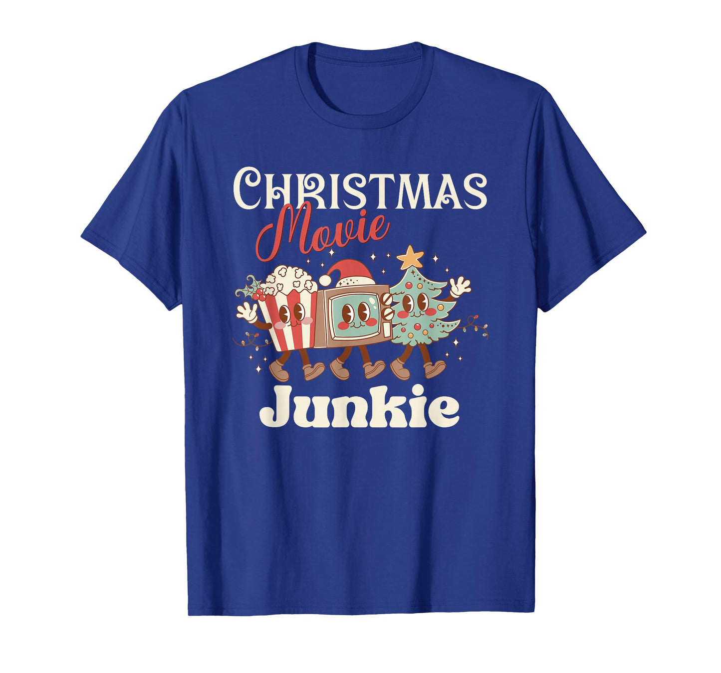Christmas Movie Junkie Cute Retro Vintage Holiday Tee T-Shirt