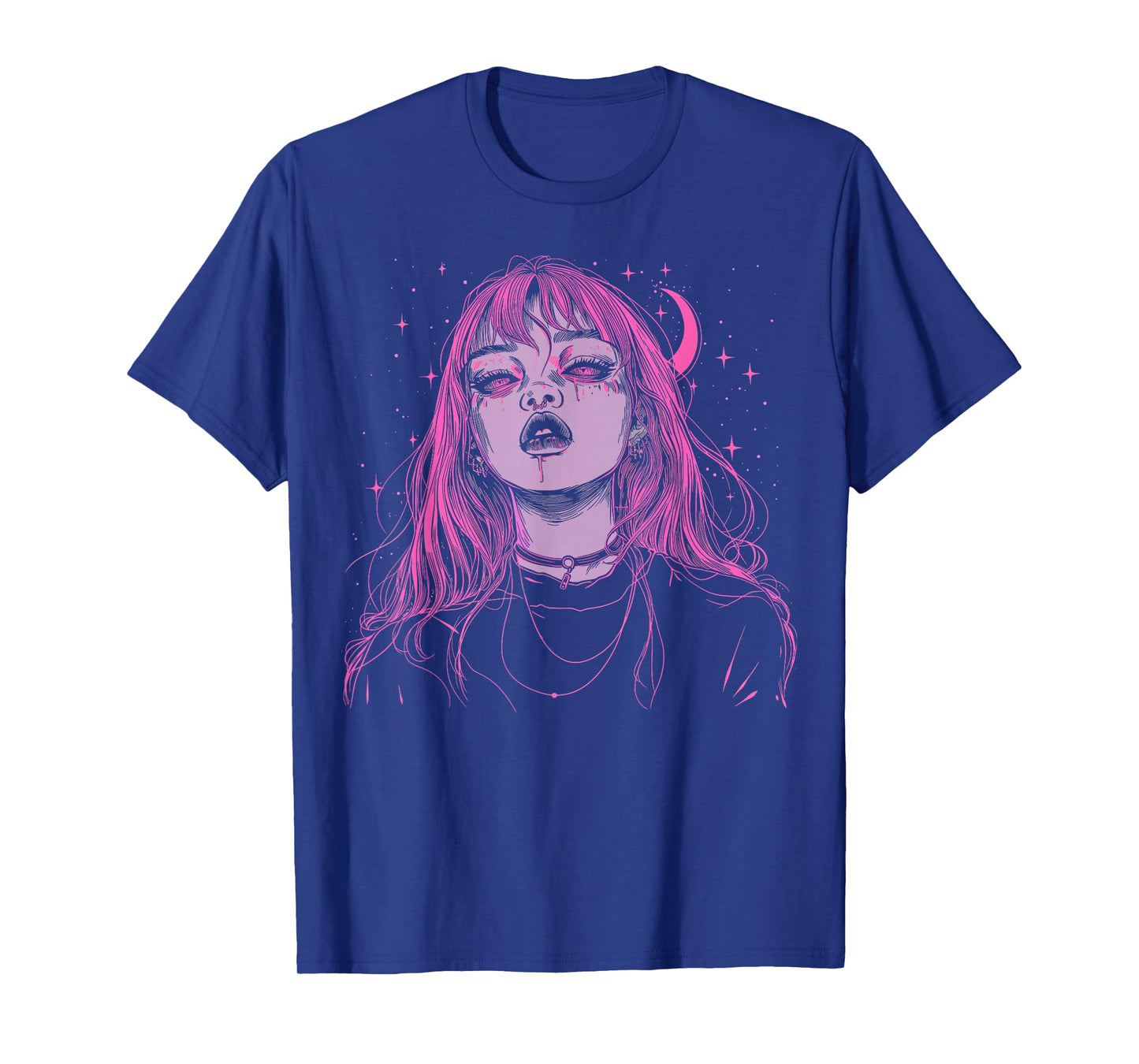 Goth Grunge Demon Anime Girl Waifu Horror Alt Pink Aesthetic T-Shirt