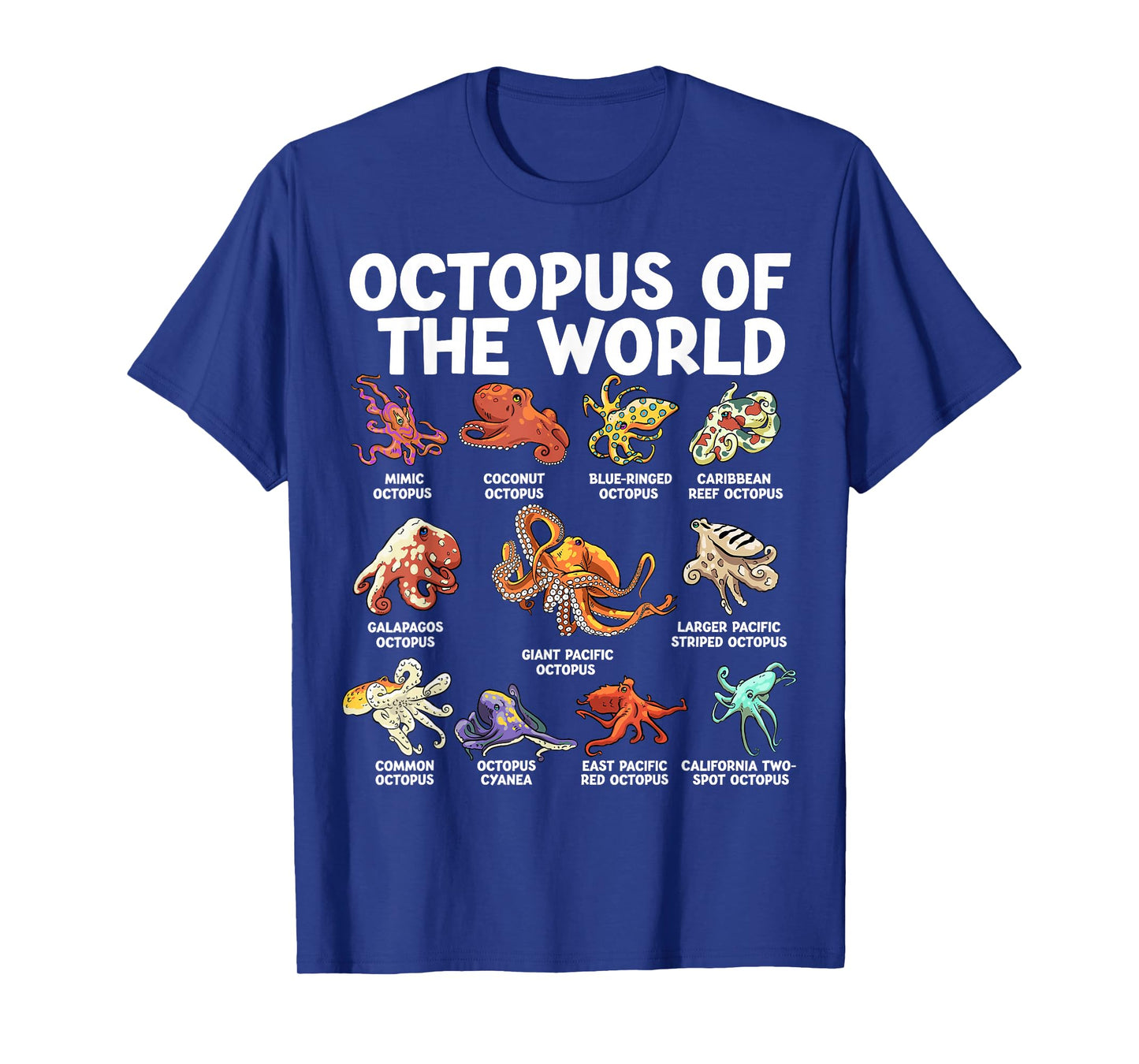 Octopus Of The World Kawaii Types Of Octopus Sea Animal T-Shirt