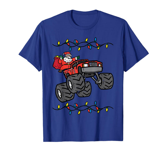 Christmas Santa Monster Truck Xmas Boys Kids Toddler Youth T-Shirt