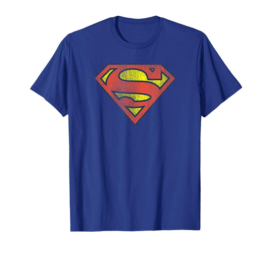 Superman Retro Supes Logo Distressed T-Shirt