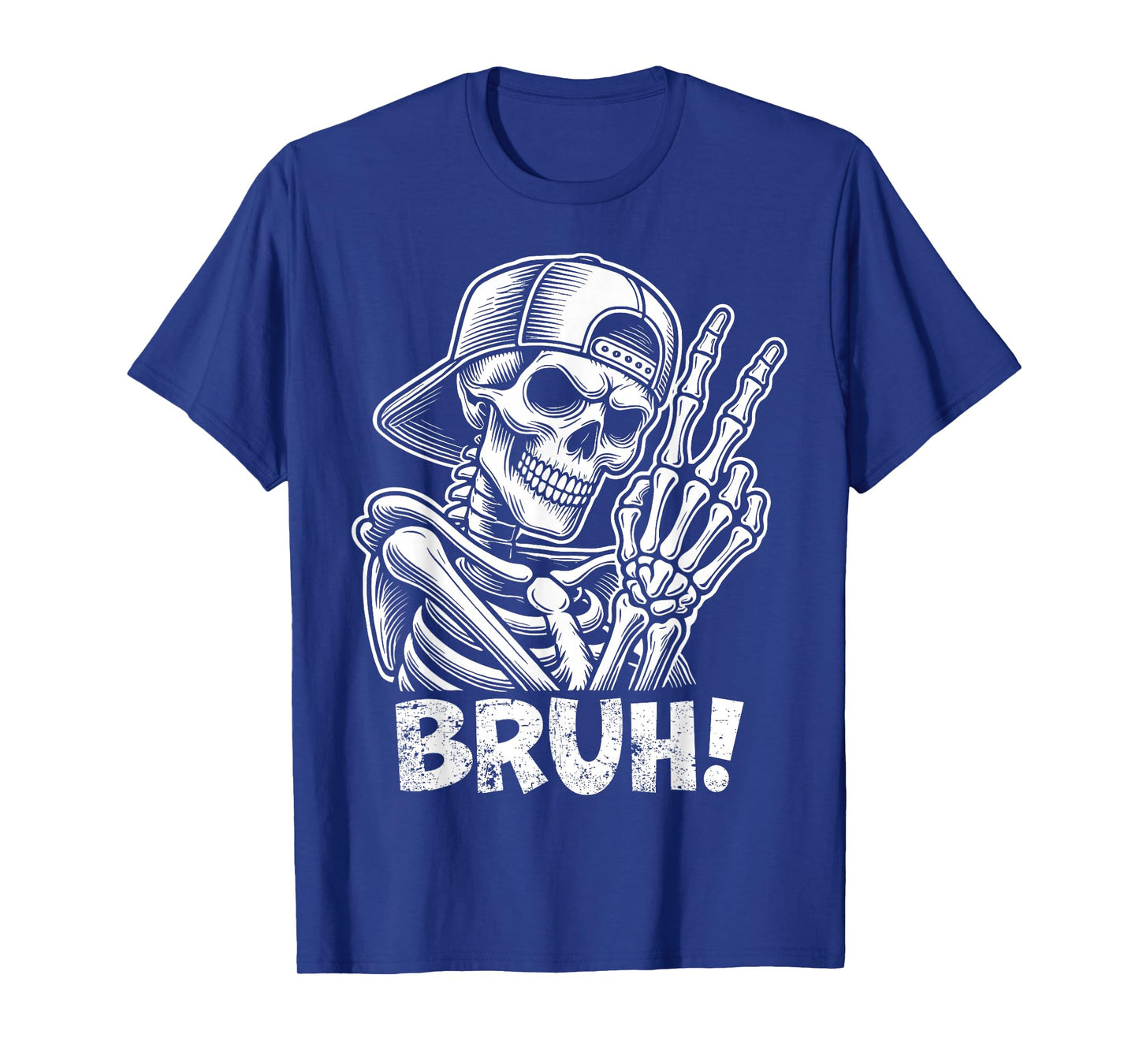 Bruh Skeleton Hand Peace Sign Halloween Skeleton Hand Sign T-Shirt
